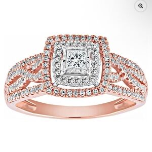 Forever Bride 1/2 CTTW Round and Princess-Cut Genuine Diamond 10K Rose/Gold.